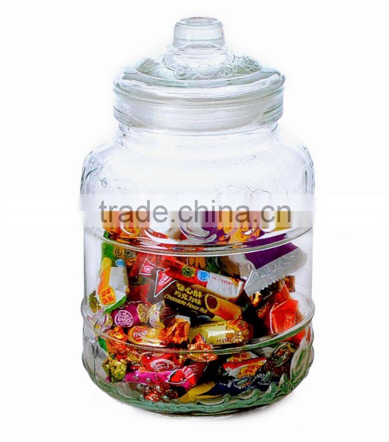 food grade round wholesale large kitchen glass food storage candy jar