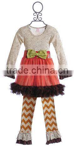 Yiwu koya christmas Stripes Outfit Kids Winter Boutique Giggle Moon Remake outfit with pant Ruffle adorable Baby Girl Outfit