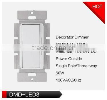 120v 60HZ single pole/three way decorator CFL/ led dimmer LED light switch with night light
