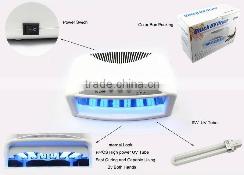 Powerful 54 watts UV Gel Nail Dryer Machine Gel Curing UV Light with timer and fans , can cure both hand and foot