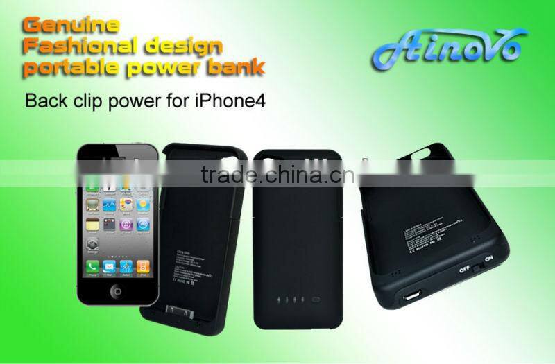 High quality Back Clip Power Battery for iphone 4,external battery case for iphone 4g