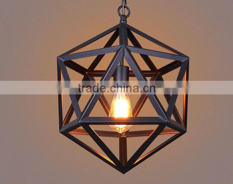 10 branches E27 antique brass single pendant light with black iron
