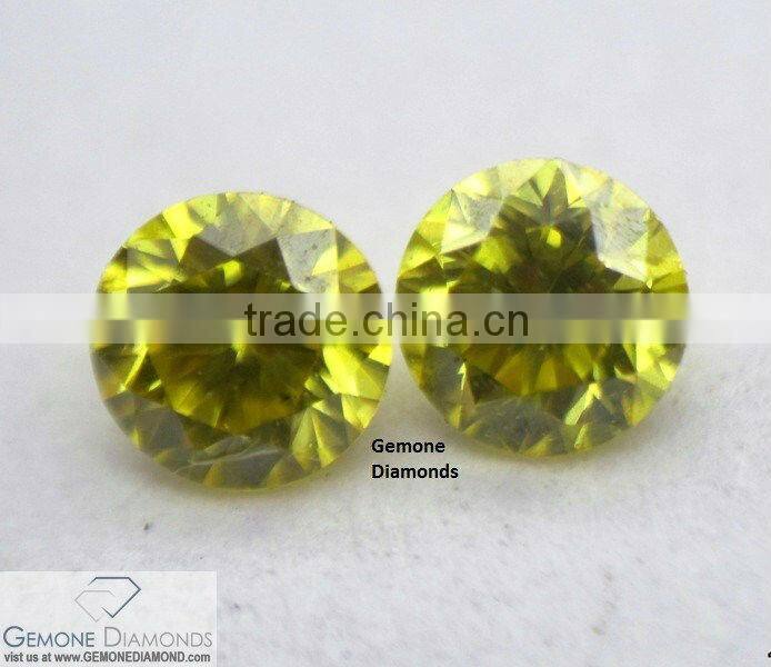 ROUND CUT LOOSE FANCY COLOR NATURAL YELLOW DIAMONDS