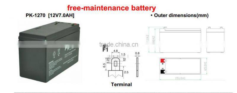 PK-670 6v 7ah MF lead acid battery SLA AGM battery for UPS cell