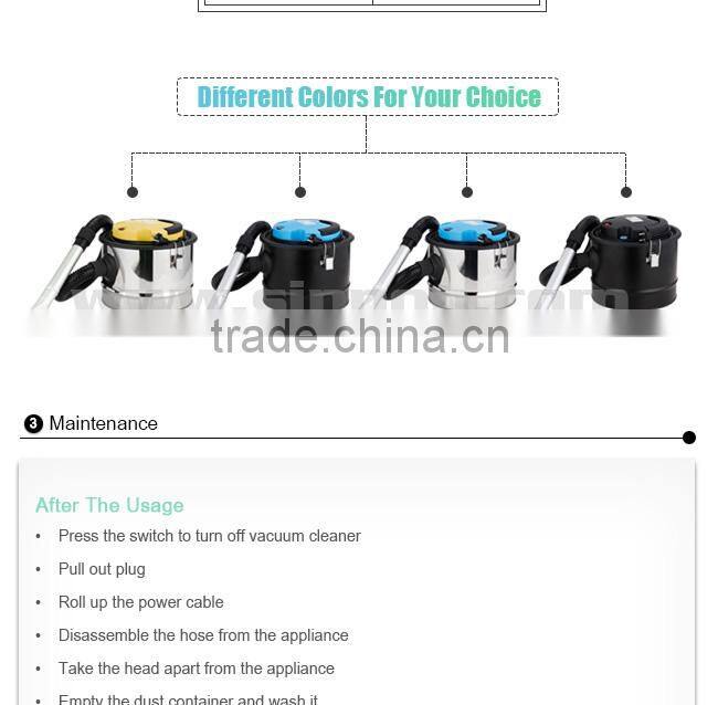 Hand held ash vacuum cleaner