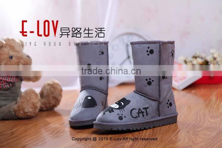 NO.U004G 2016 hot sales high quality and cheap brown woman boots with fur