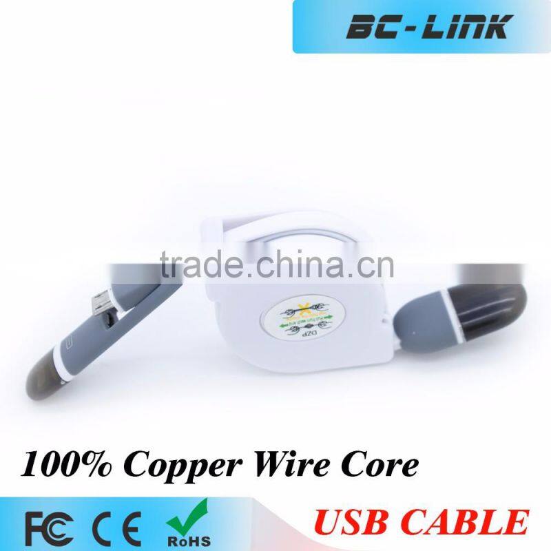 fashion retractable two in one usb cable for micro android htc lg