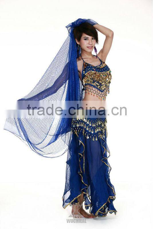 New Tribal Sexy India Belly Dance Veil, Belly Dance Stage Performance Chiffon Veil, Belly Dance Fan Veils (SJ002)