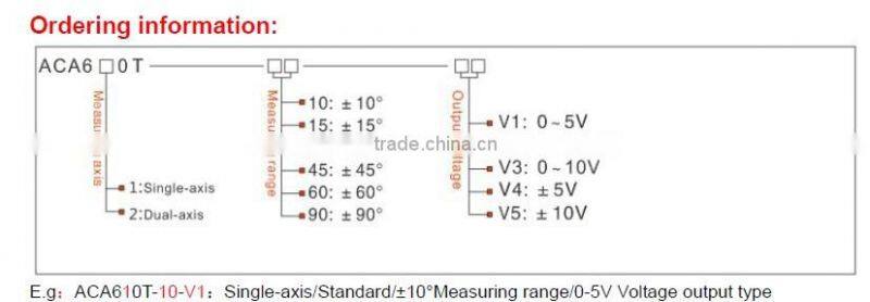 ACA610T Single-Axis High Precision Analog Inclinometer With Full Temperature Compensation (voltage output)