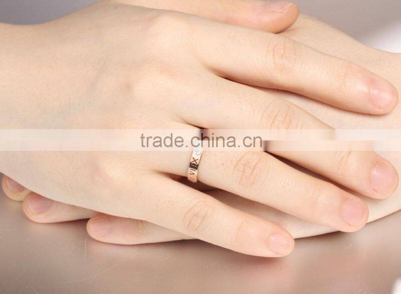 Wholesale New Fashion Jewelry Stainless Steel Rose Gold Ring With Letter Design