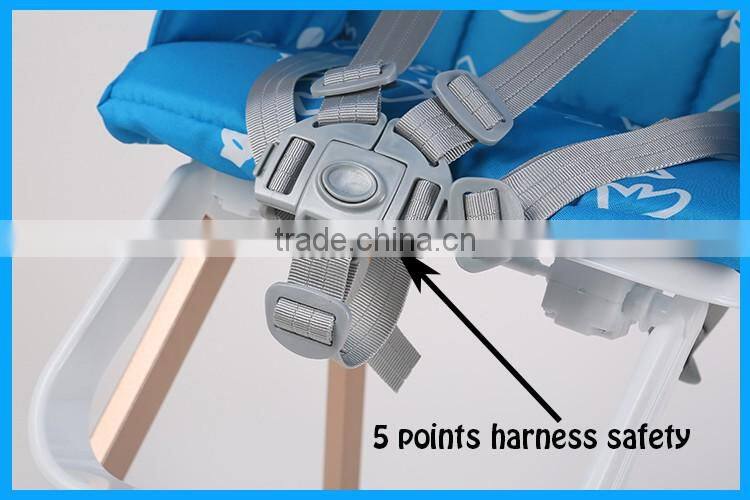 European design aluminium frames high quality feeding baby high chair for indoor use