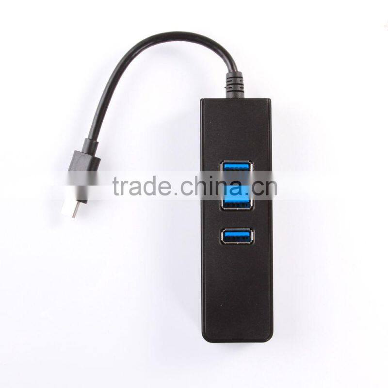 USB 3.1 Type C USB-C to 3-Port USB 3.0 Hub w/ RJ45 LAN Gigabit Ethernet Adapter