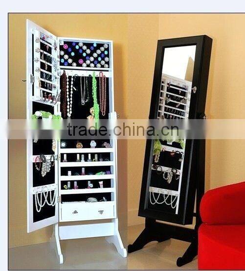 home decoration wooden modern jewelry cabinet mirror