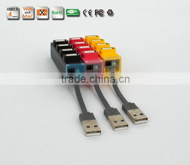 Hi-speed 4 port Mini Colorful usb 2.0 hub 480Mbps for Windows 95/98/2000/2003/ME/XP/Vista or Mac OS 8.1above