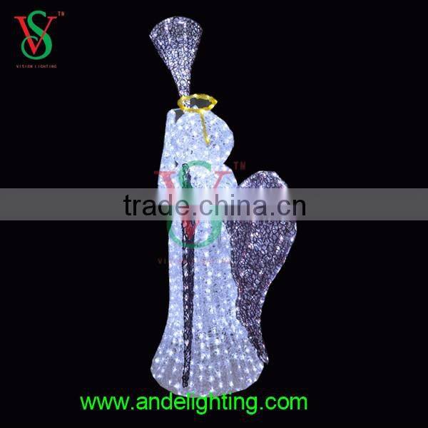 3D motif lighted white clear angel sculpt outdoor decoration led light
