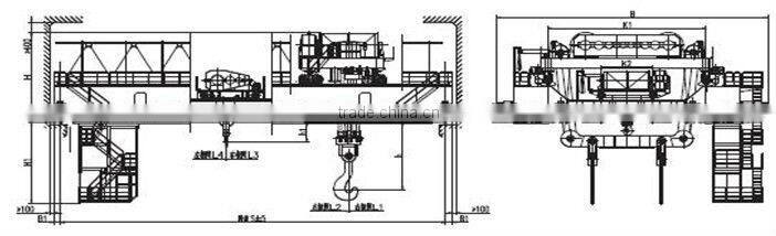YZ 280 ton ladle lifting crane, metallurgical crane, high quality and safty