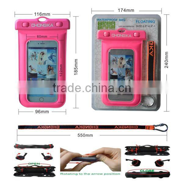 2016 Trendy Style PVC Waterproof Mobile Phone Case With Strap