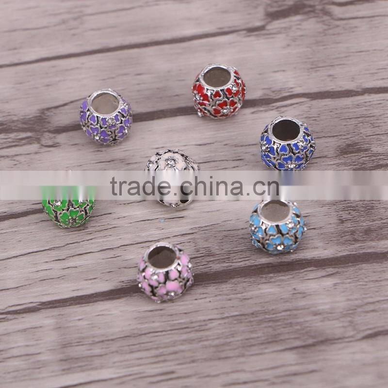 5.0mm Hole antique silver plated metal alloy mix color big hole beads fit European bracelet DIY