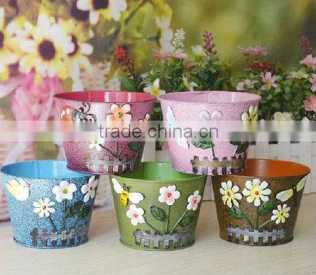 antique garden metal flower pots