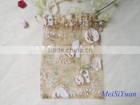 wholesale cheap fancy customized black organza bags for wedding