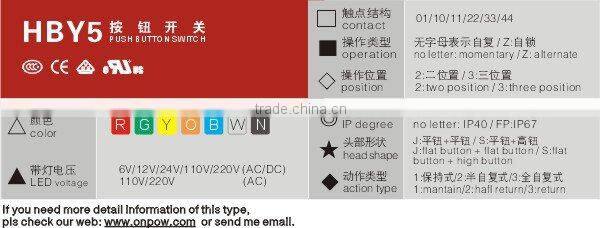 selector switch HBY5E,90 degree 3 position selector switch,2 position switch