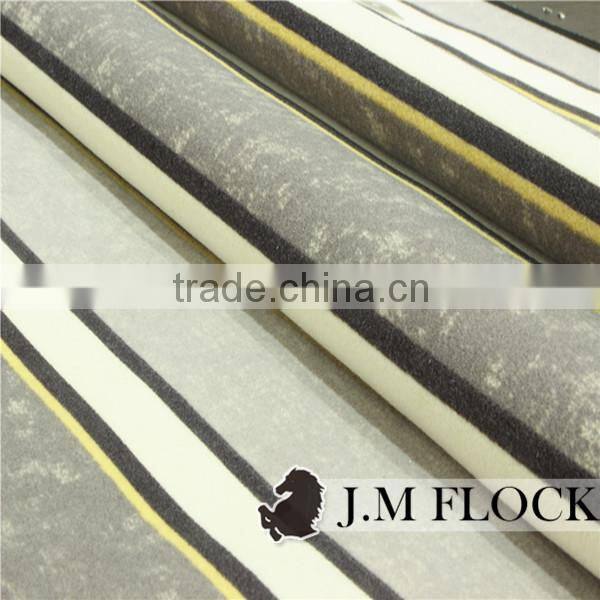 Grey and white stripe pattern flock on flock flocked fabrics african