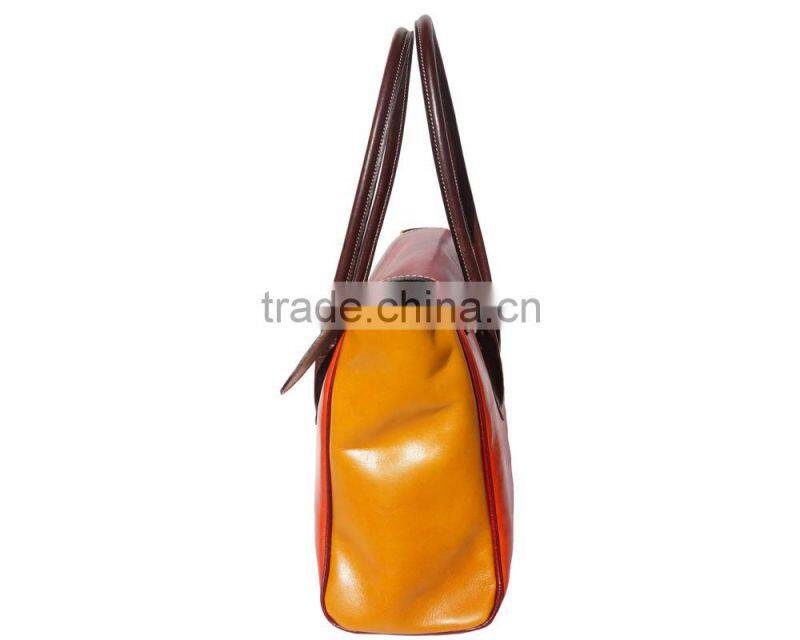 colorful handbag with double handle handbags italian bags genuine leather florence leather fashion