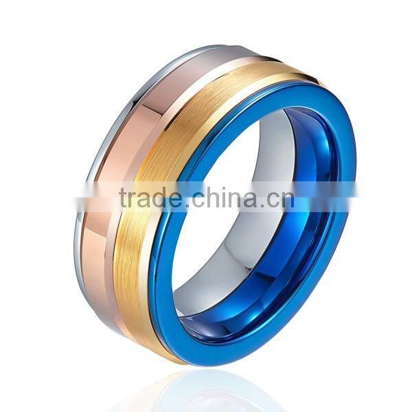 New Arrival Colored Tungsten Ring, 18K Gold, Rose Gold, Blue, Black Four Colors Ring
