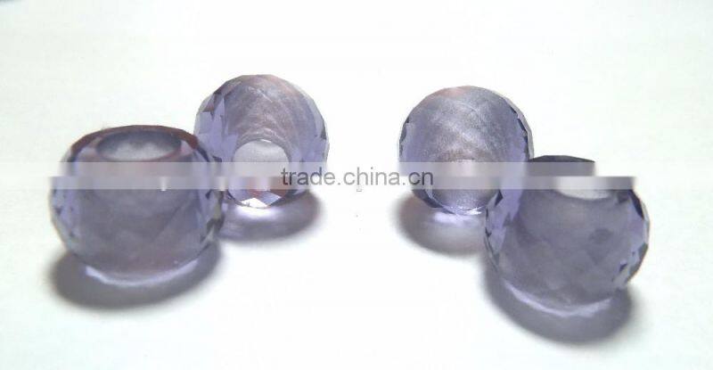 AAA Quality Purple Color Quartz Faceted Handmade Big Hole Round Ball Beads