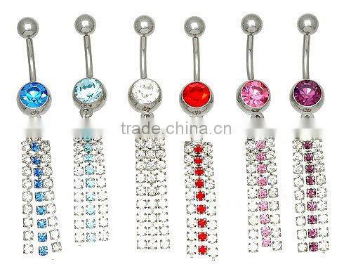 Crystal Flower Belly Button Ring body piercing jewelry