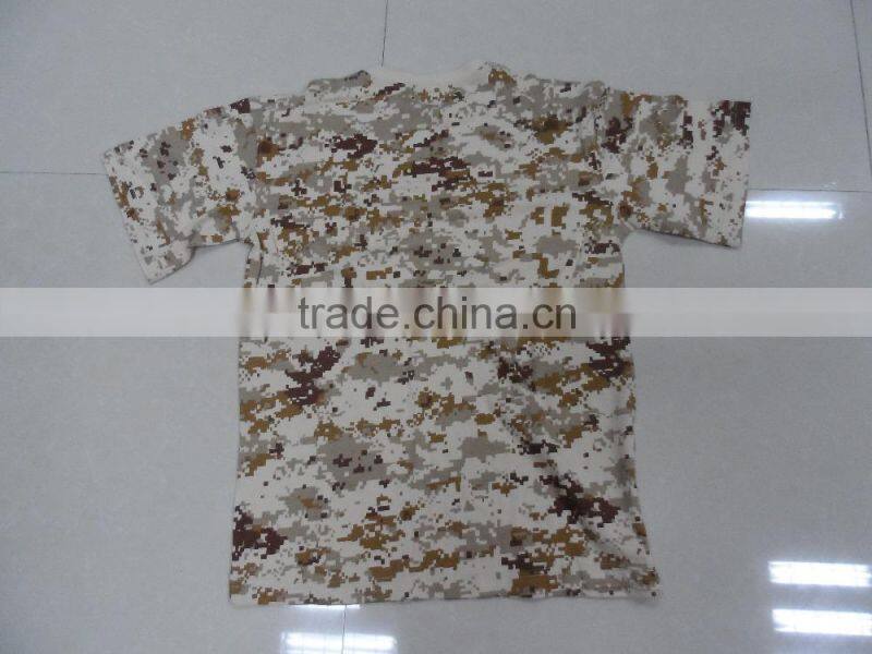 Custom made 60% cotton 40% polyester jersey full print desert digital camouflage print army short sleeve t shirt