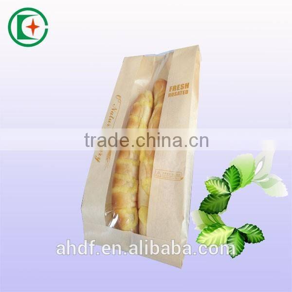 wholesale kraft brown croissant bread paper bag with window