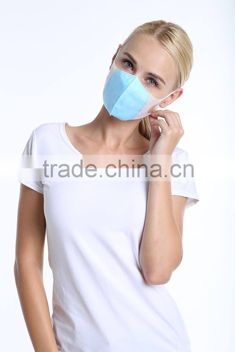 Ecoma 2016 New Product Antiviral three-dimensional Face Masks with Earloop, Latex Free, Blue