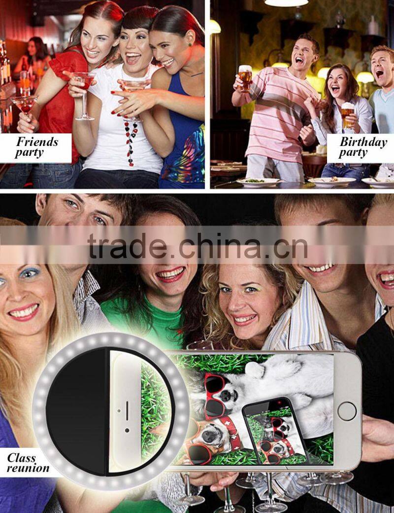 Rechargeable Selfie Ring Light Beauty Flashlight Li-Poly 36 LED Cellphone LED Fill Camera Light