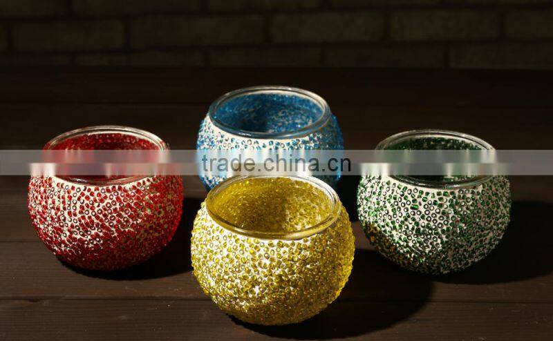 Mosaic decor colored Glass Candleholder glass jar