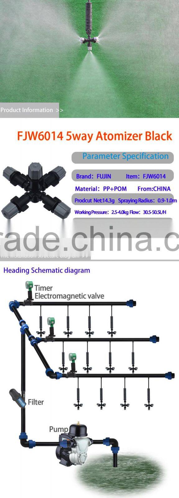 5 way atomizer mist sprinkler,high performance water sprinkler