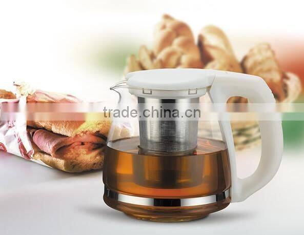 Commercial Heat Resistant Glass Teapot With Stainless Steel Infuser