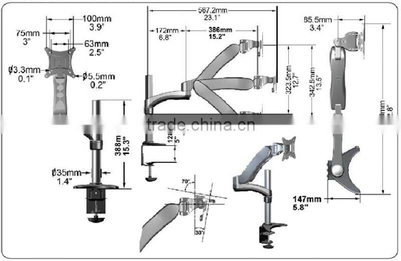 Double Arm LCD Moniter Desk Stand