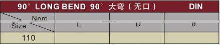 PVC-U plastic long bend DIN/BS 90 Long Bend / Long Bend 90