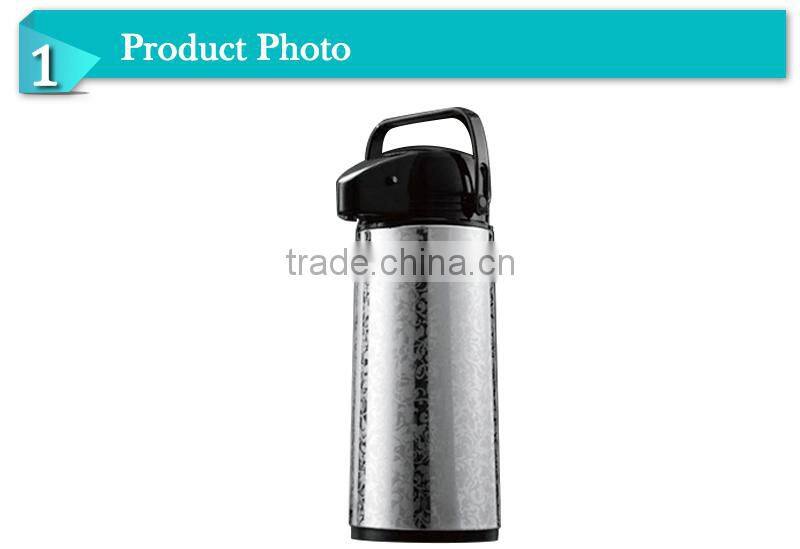 Hot sale elegant s/s glass pump pot,vacuum air pump pot for hotel use thermos(AGUH-F)