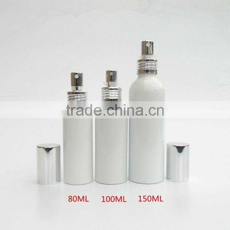 Wholesale 20ml-150ml white aluminun spray perfume bottle mist spray aluminum bottle for cosmetic packaging