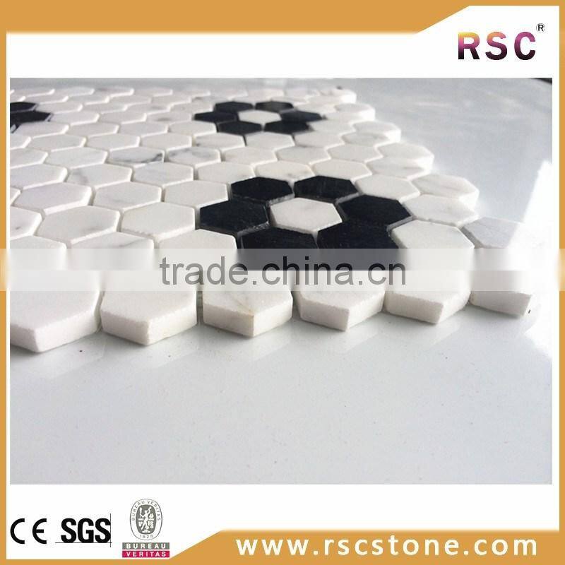White hexagon marble mosaic tile