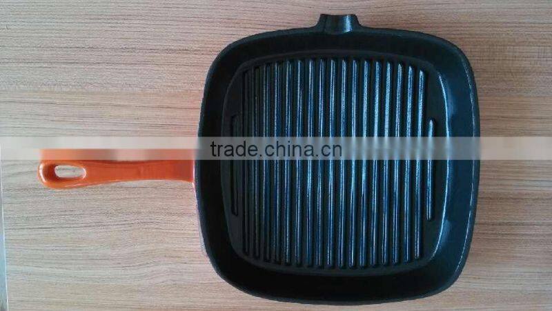 WS-FP11 enamel cast iron grill pan with short handle