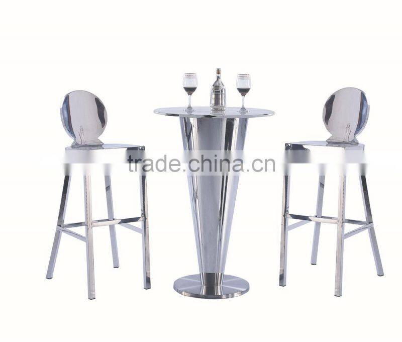 B133G luxury stainless steel bar furniture bar table and bar chair
