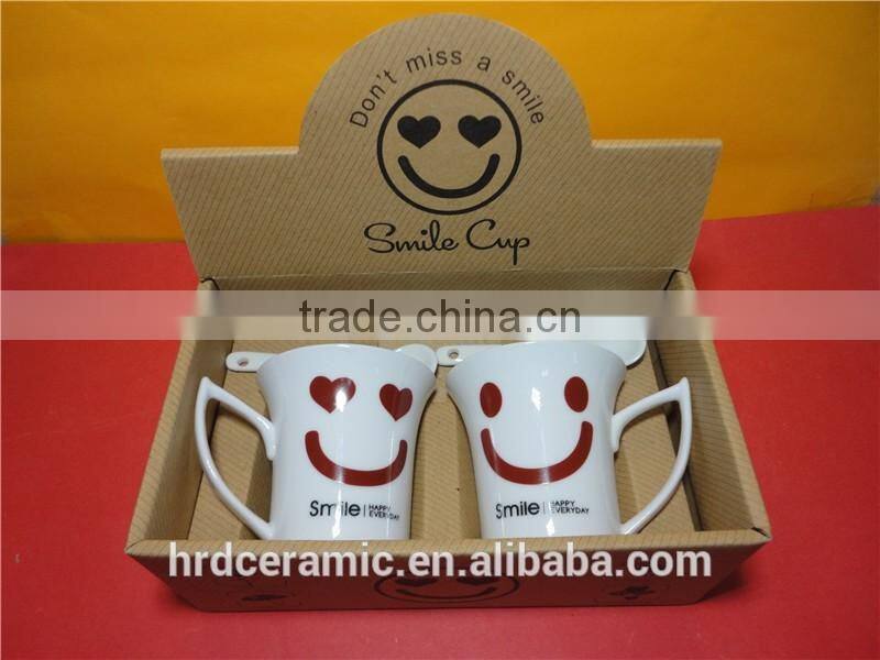 High Quality Promotional Logo Printed Ceramic french coffee cups