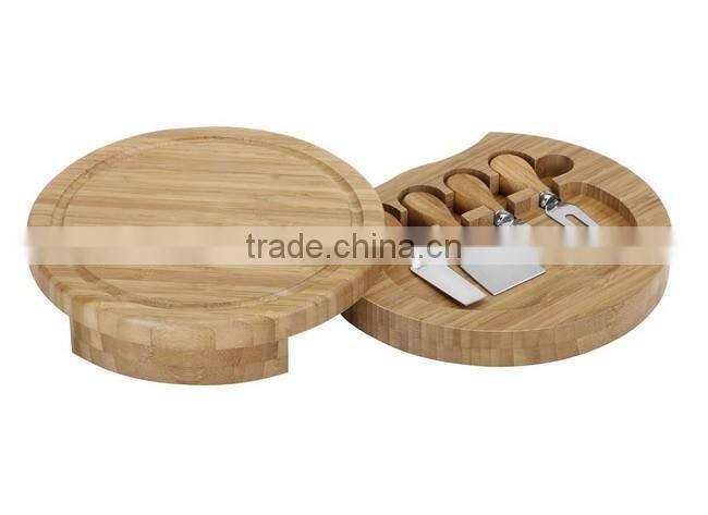 Bamboo Cheese Wedge Cutting Board Set With Matching Knife Tools