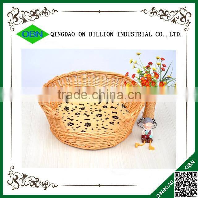 Handmade round comfort natural wicker rattan dog bed