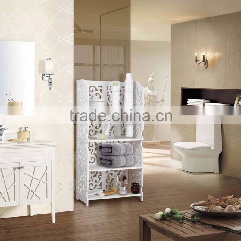 4-Tier White Modular Cut-Out WPC Home Storage Organizer Shelving Rack Unit Bookcase Shelf