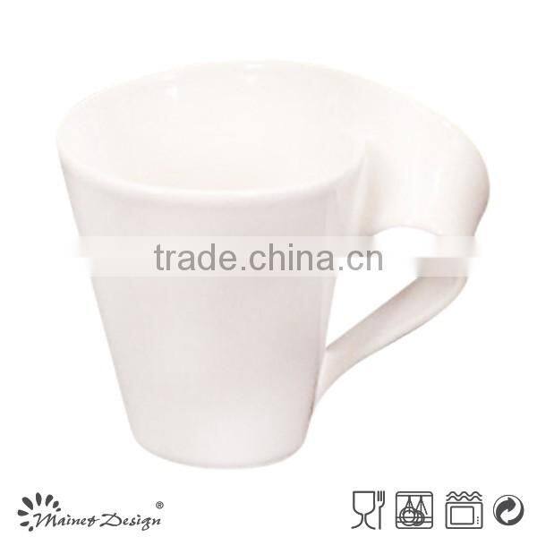 RED STONEWARE IRREGULAR SHAPE TEA CUP&SAUCER