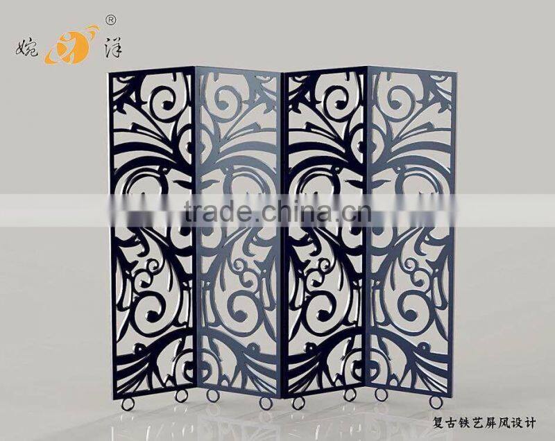 Chinese style hotel indoor decorative cheap metal folding screen room divider